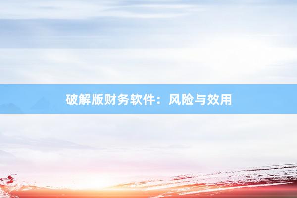 破解版财务软件：风险与效用